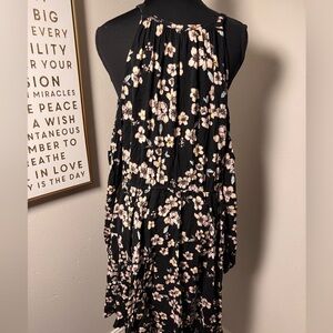 torrid Black Floral Midi Dress with Pink & Cream Blossoms
